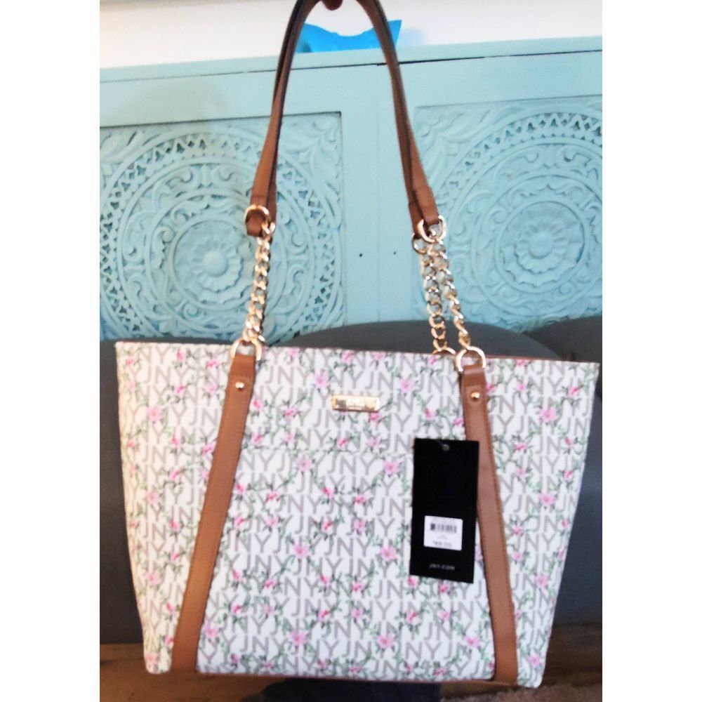 JONES NEW YORK SIGNATURE VINE FLORAL IVORY LISA SATCHEL - Picture 2 of 12